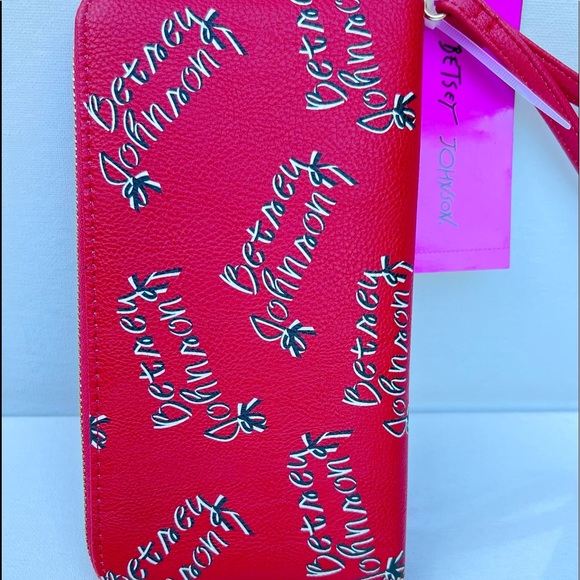 Betsey Johnson Zip Around Large Wristlet Red Logo - Picture 4 of 11